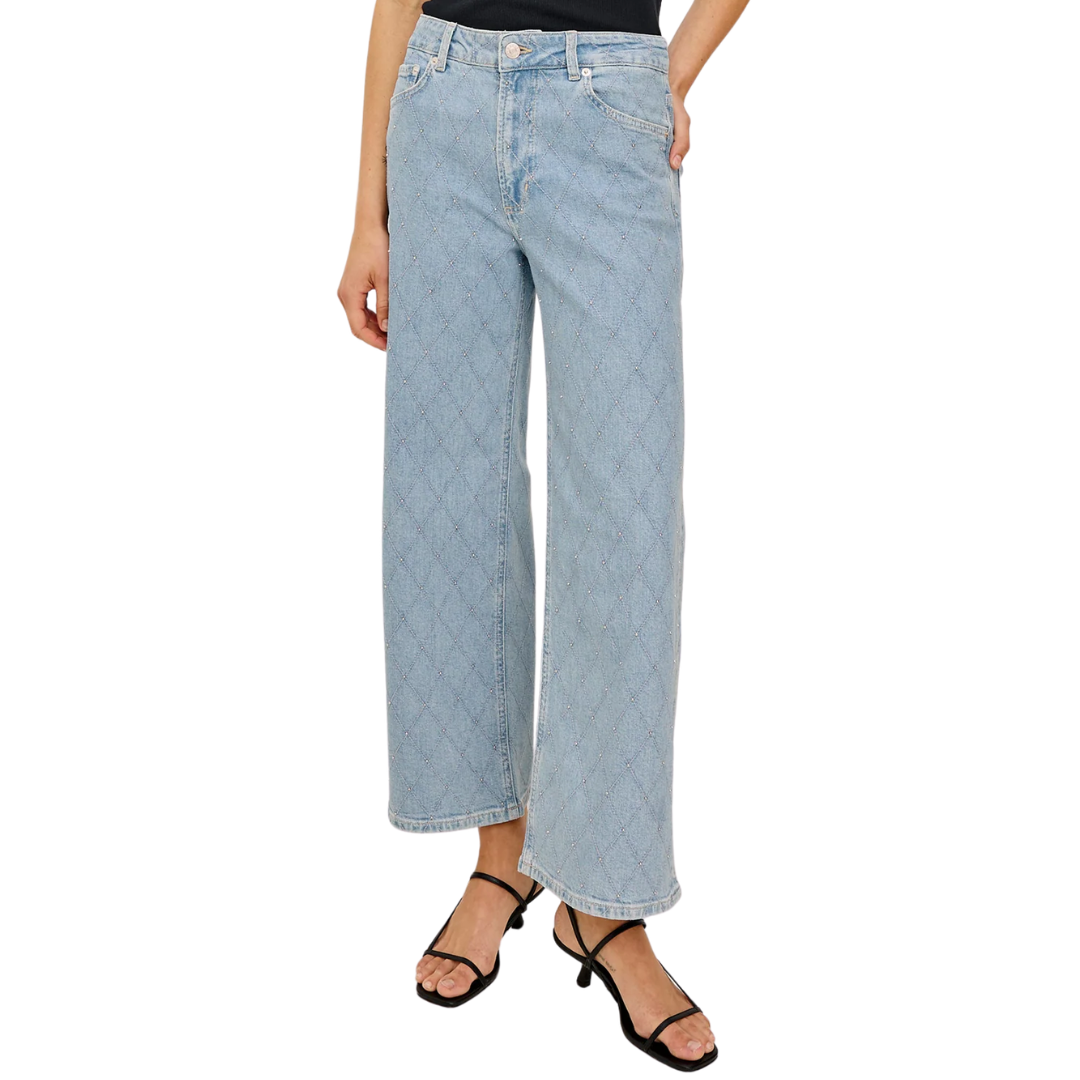 Getty Crop Wide Leg in Quilted Stud