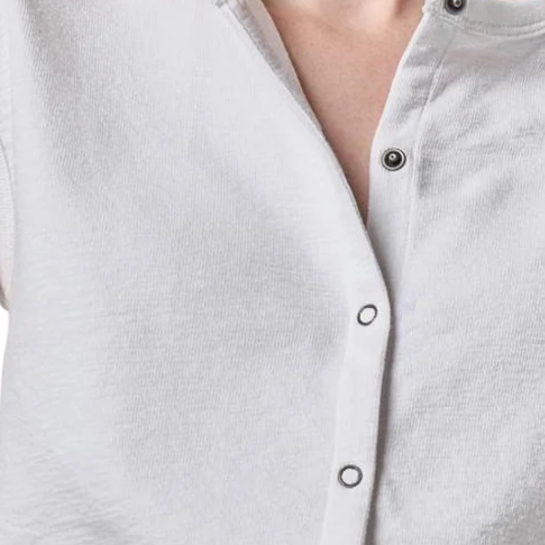 Textured Terry Sleeveless Cardigan in White