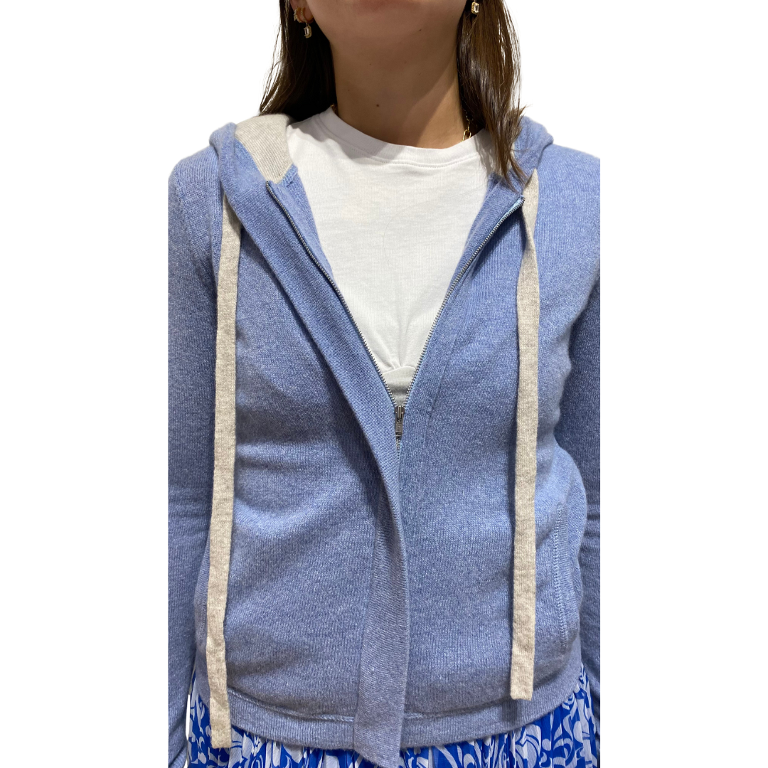 Hoodie with Contrast Ties in Slate/Mojave