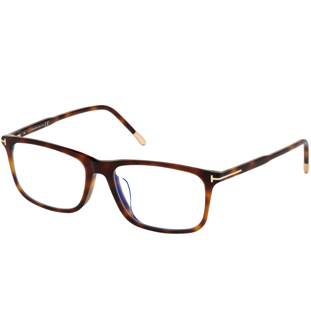 Blue Block Square Opticals in Havana/Rose Gold
