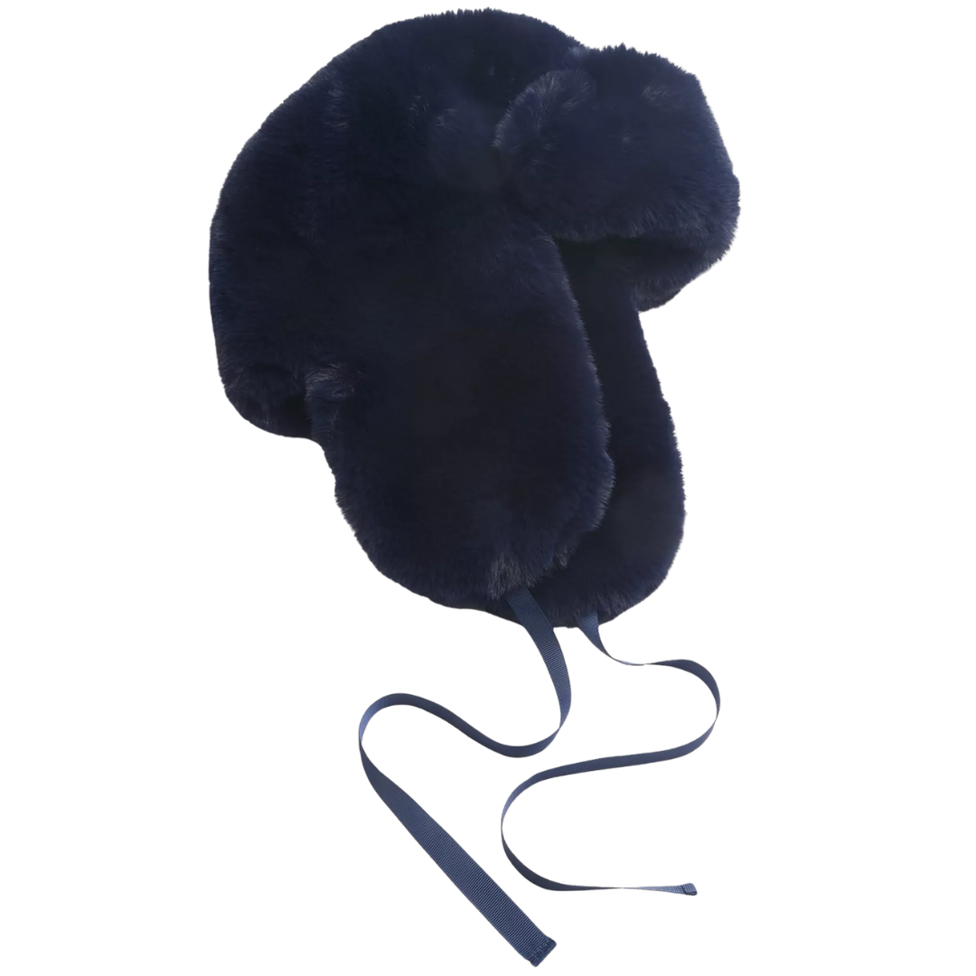 Rae Faux Fur Trapper Hat in Navy