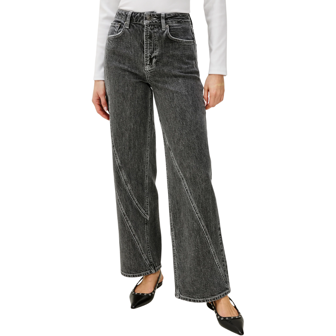Getty Twist Seam Wide Leg in Washed Charcoal
