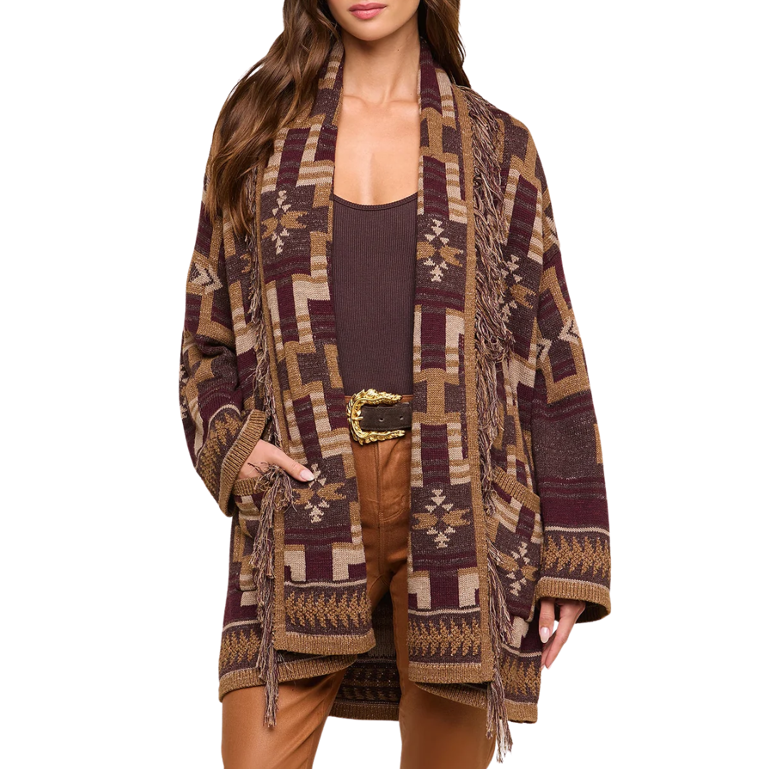 Jair Cardigan in Dark Java/Burgundy Multi