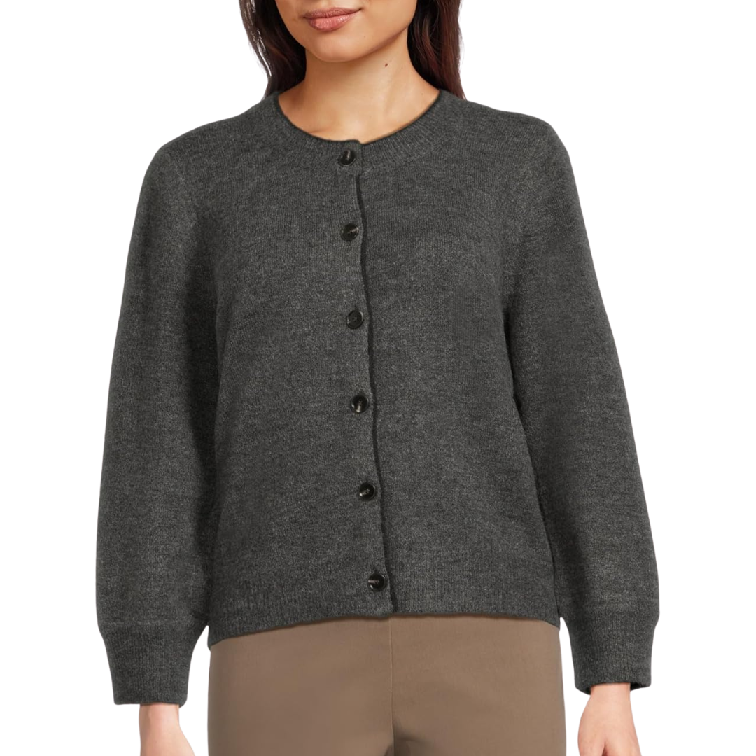Parson Crew Cardi in Charcoal