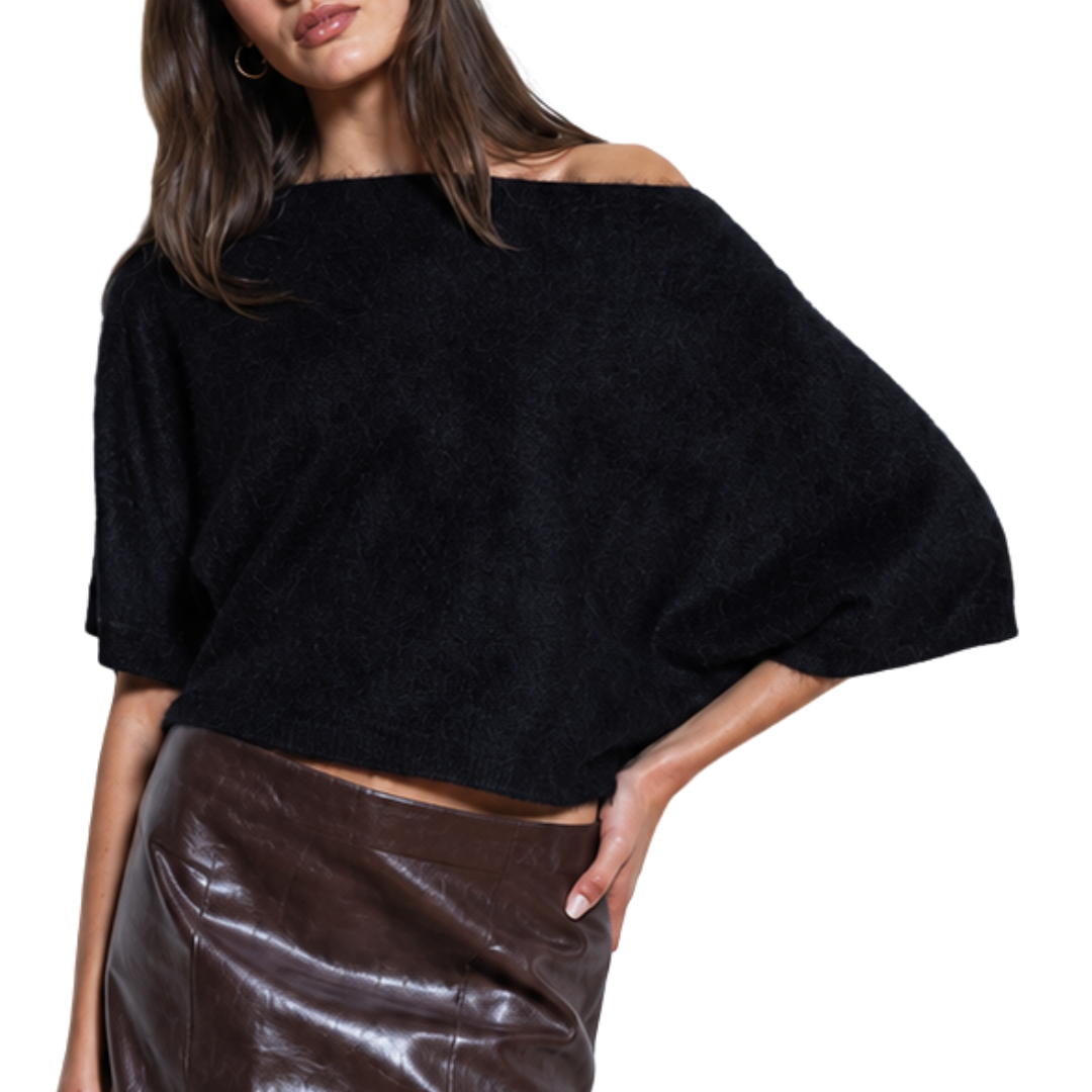 Off the Shoulder Batwing Dolman in Black