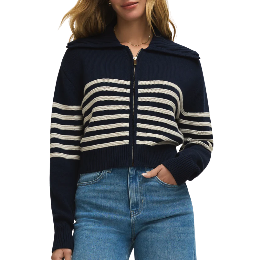 Z Supply Kovac Cropped Sweater Jacket in Eclipse