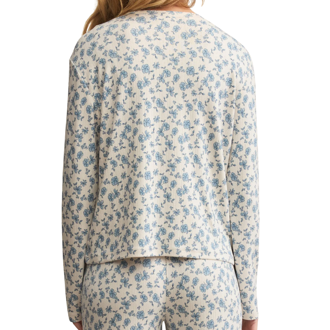 Home Town Ditsy LS Top in Crystal