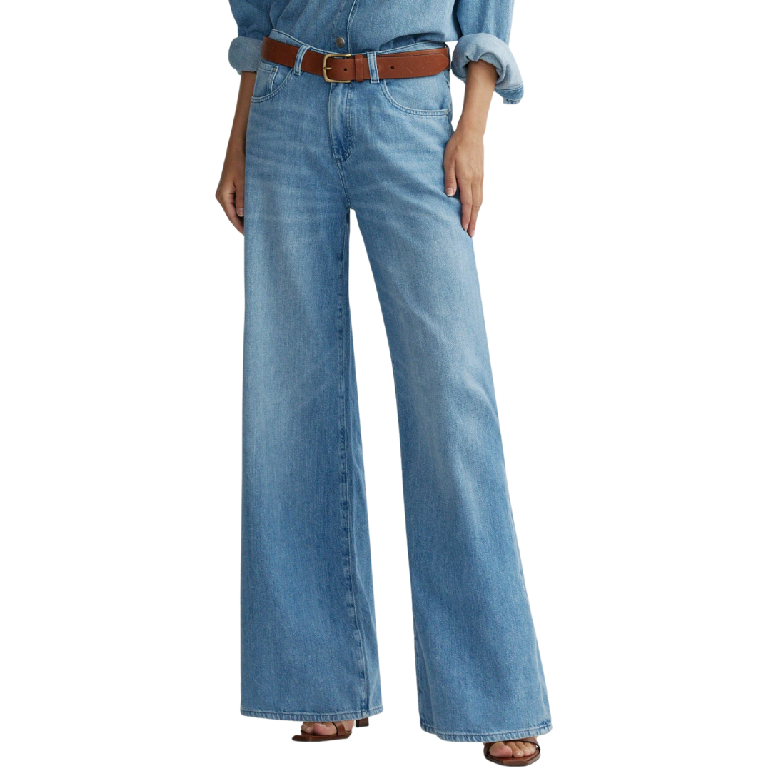 Alex Baggy Wide Leg Low Rise 32” Jeans in Riverbank Aura
