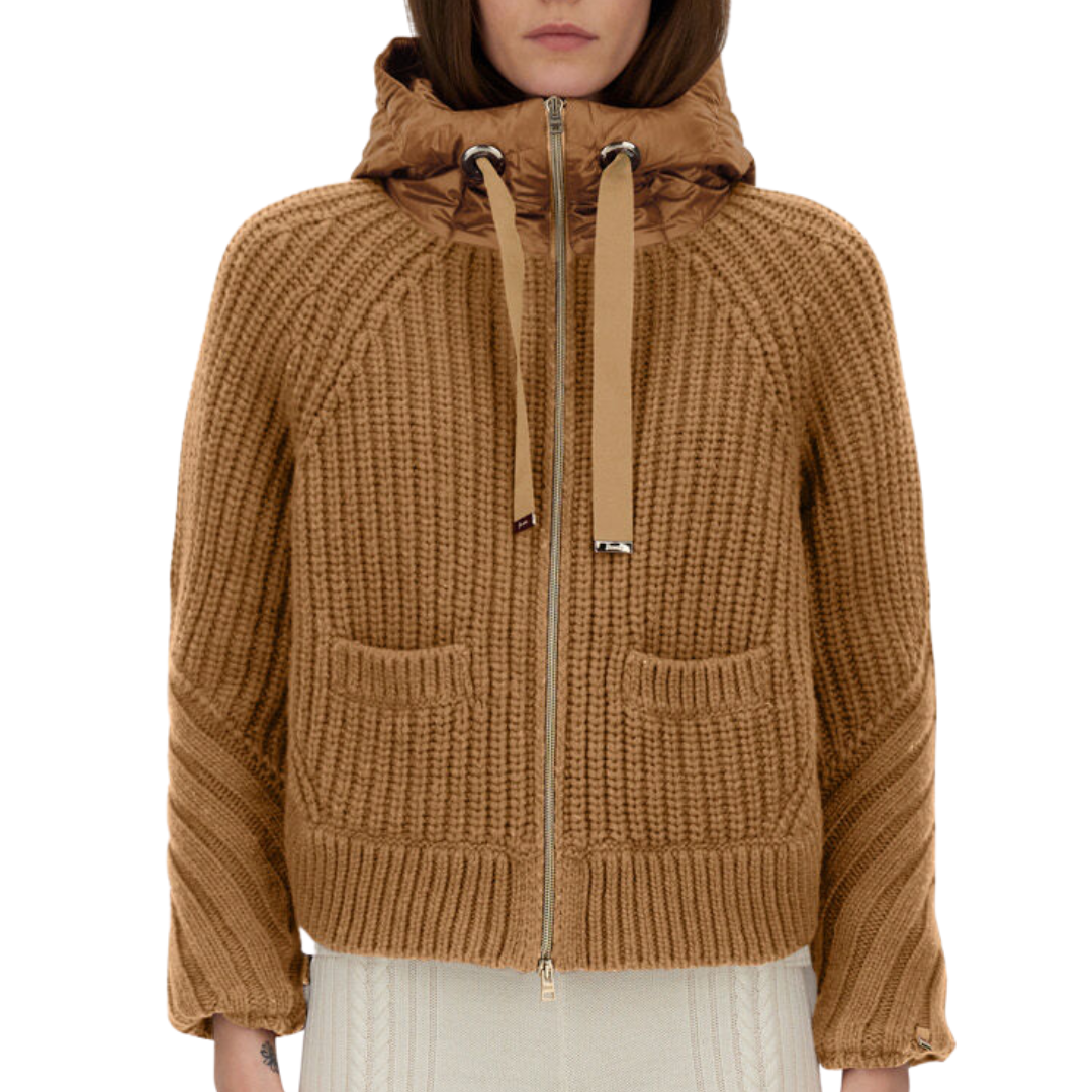 Cob Stitch Cardigan in Camel