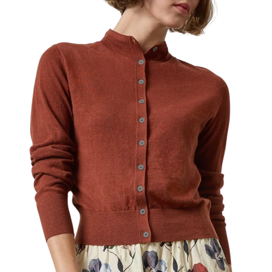 Funnel Neck Cardigan in Maplewood