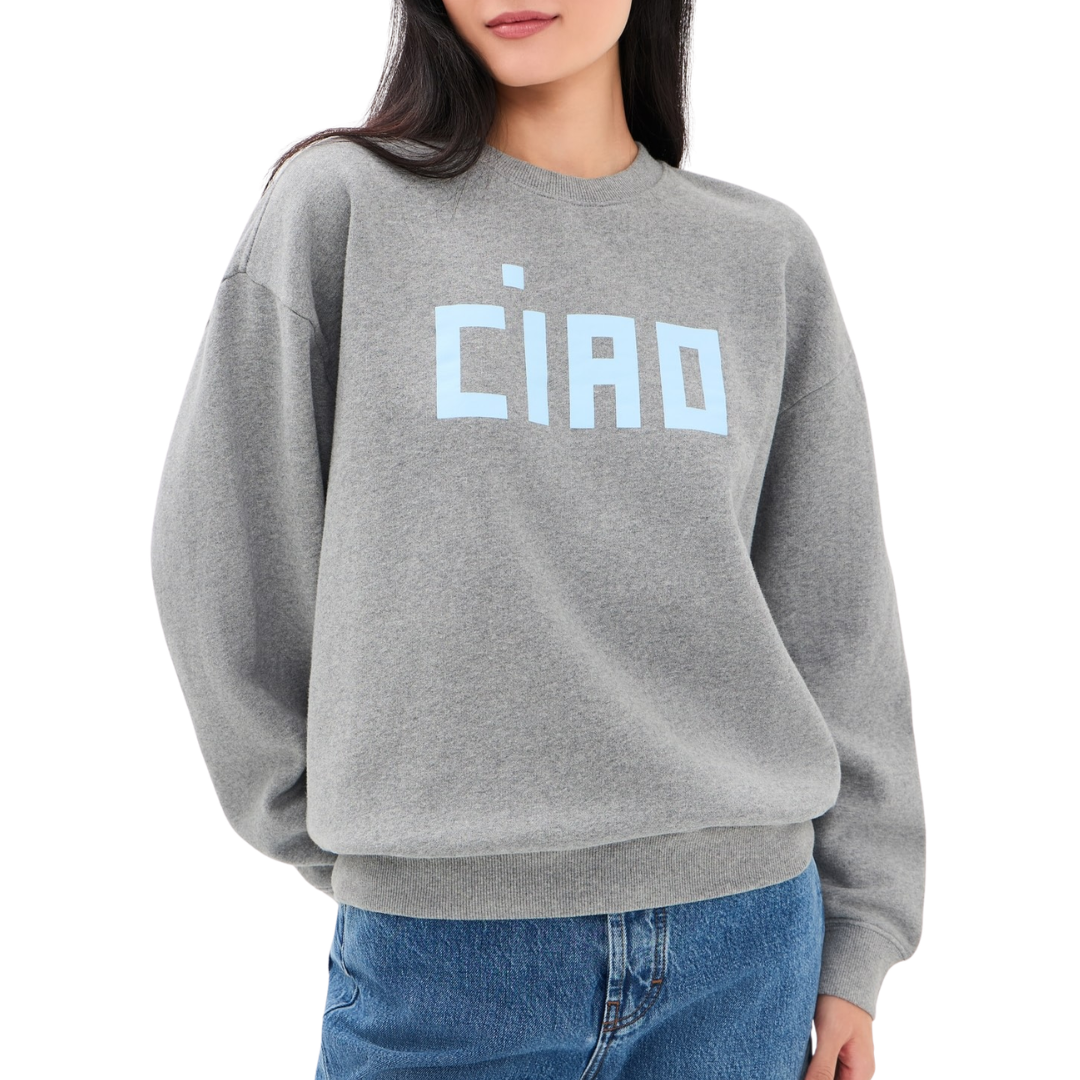 Oversized Sweatshirt in Grey Melange w/ Block Ciao
