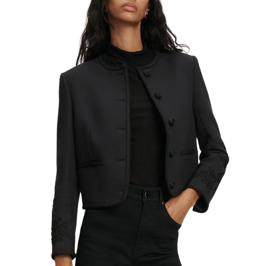 Latrell Embroidered Jacket in Navy