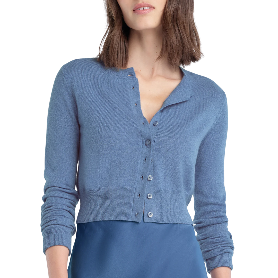 The Cropped Rebecca Cardigan in River Blue