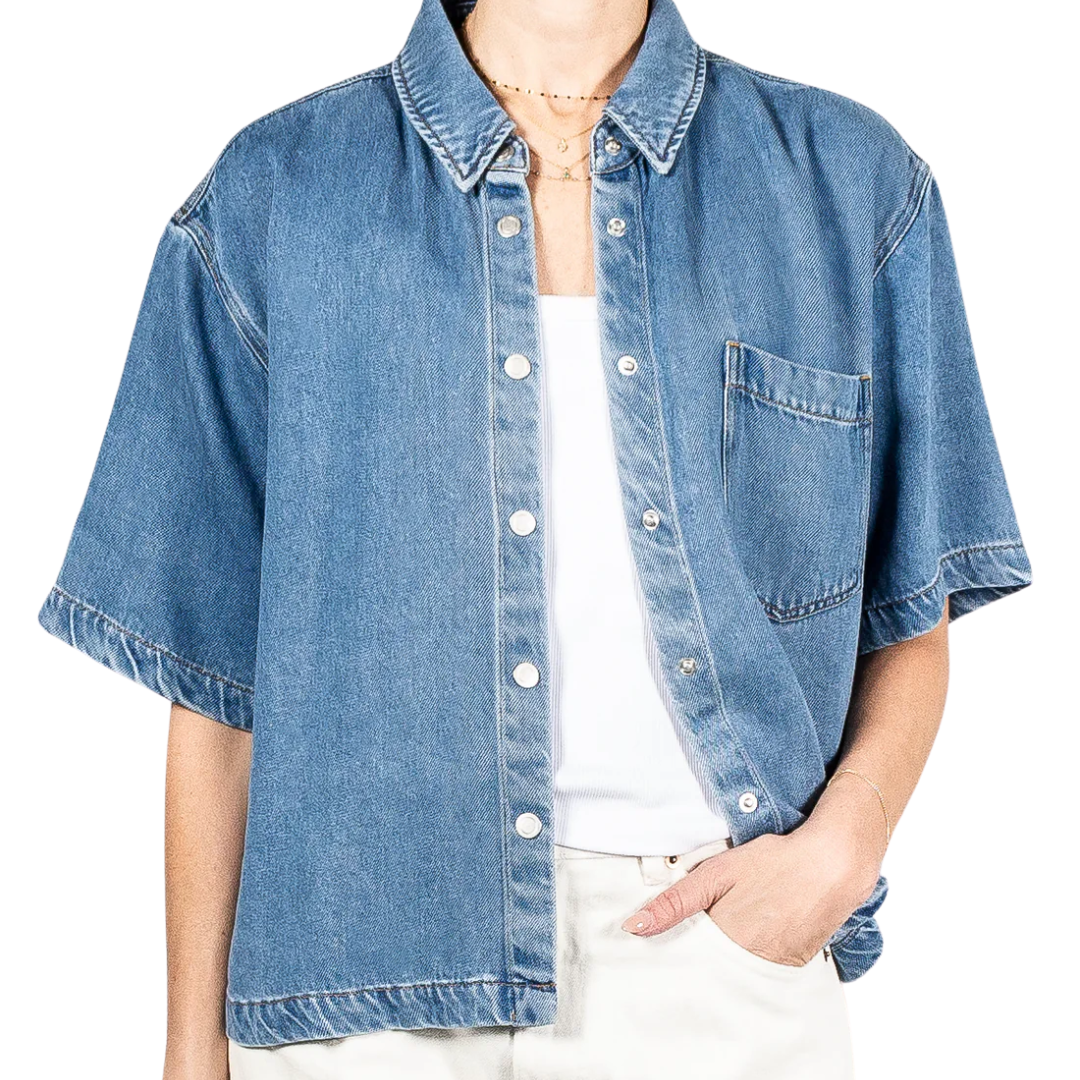 Ike Denim Shirt in Malibu Blue