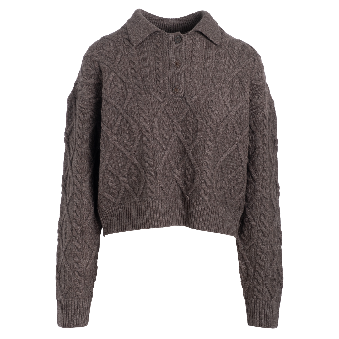 Ultra Luxe Cashmino Cable Polo in Cacao
