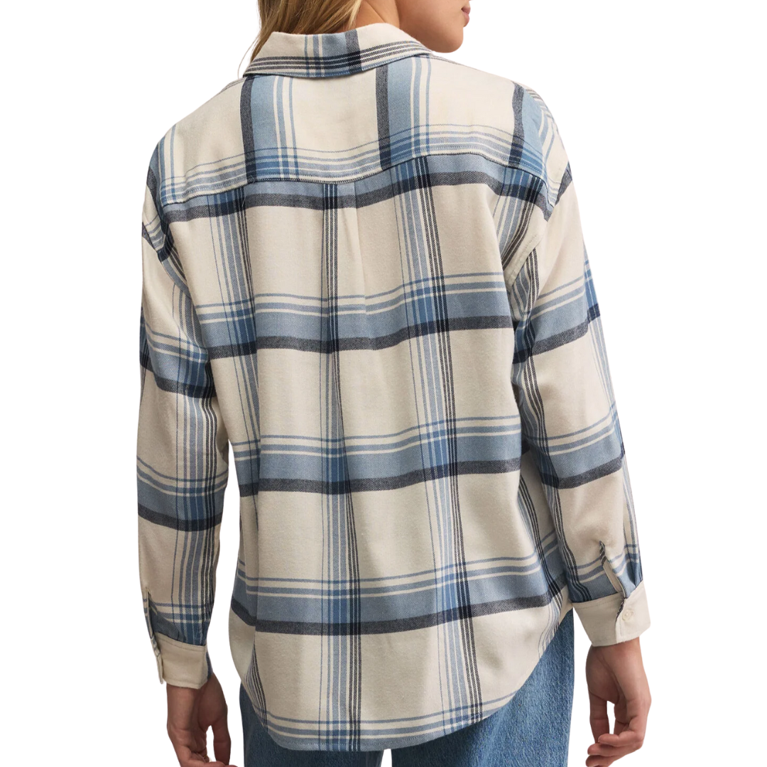 River Plaid Button Up in Vintage Indigo