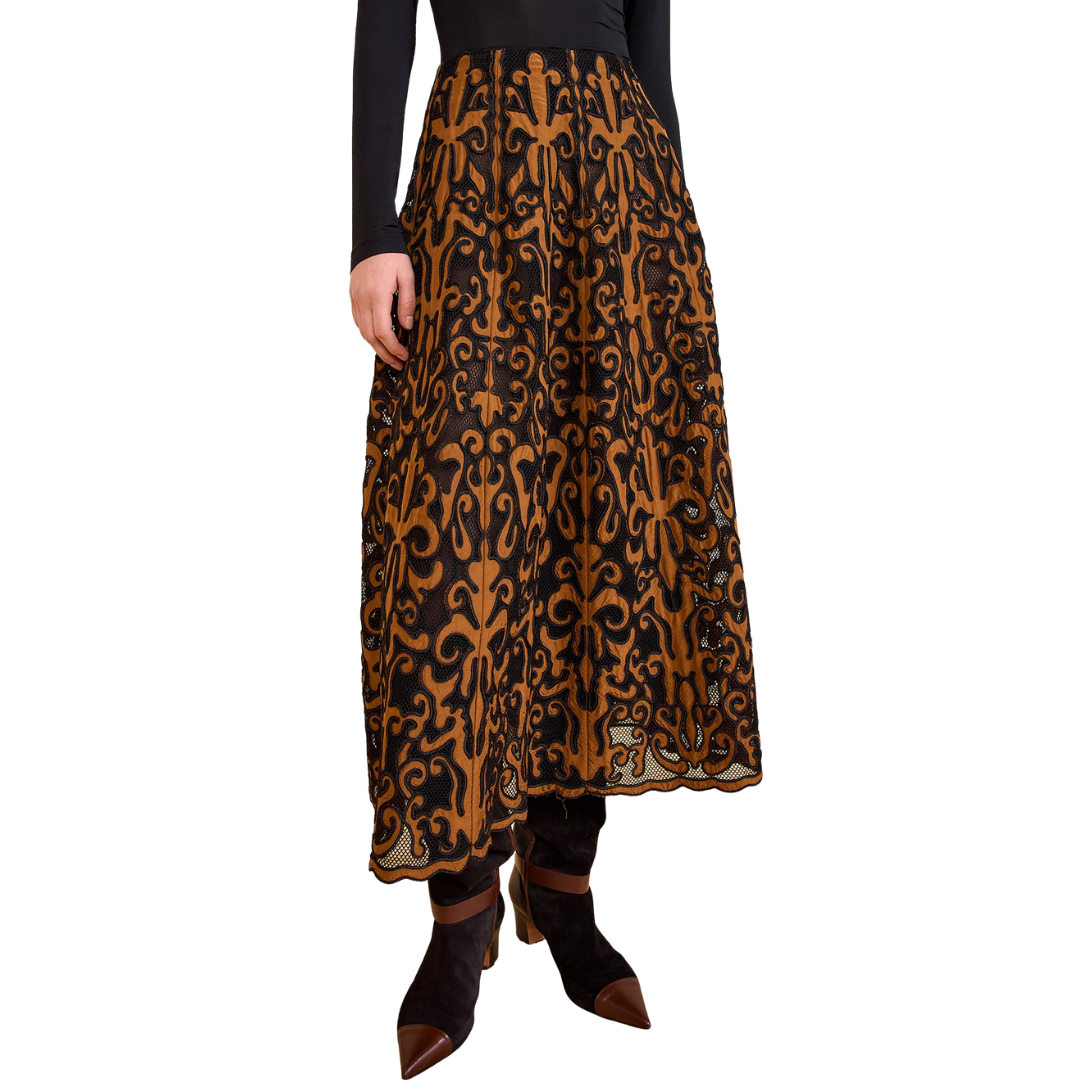 Gili Applique Midi Skirt in Saffron