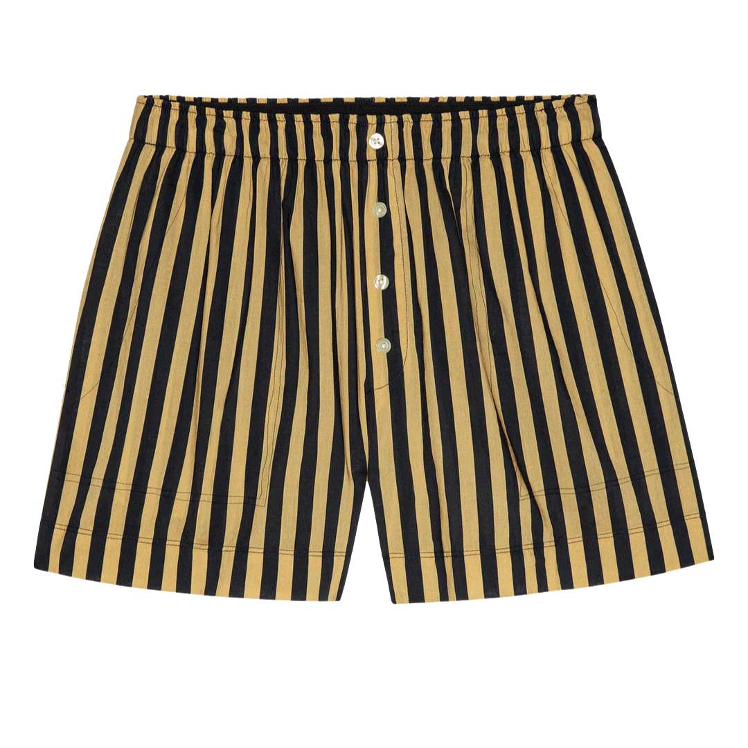 The Boxer Short in Khaki/Black Club Stripe