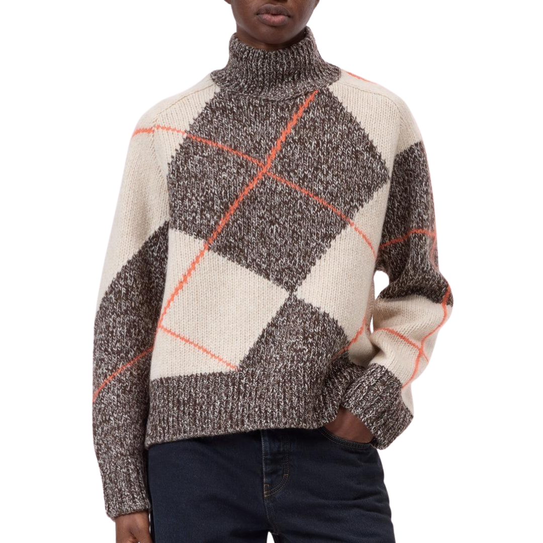 Argyle Rolli Sweater in Almond Cream