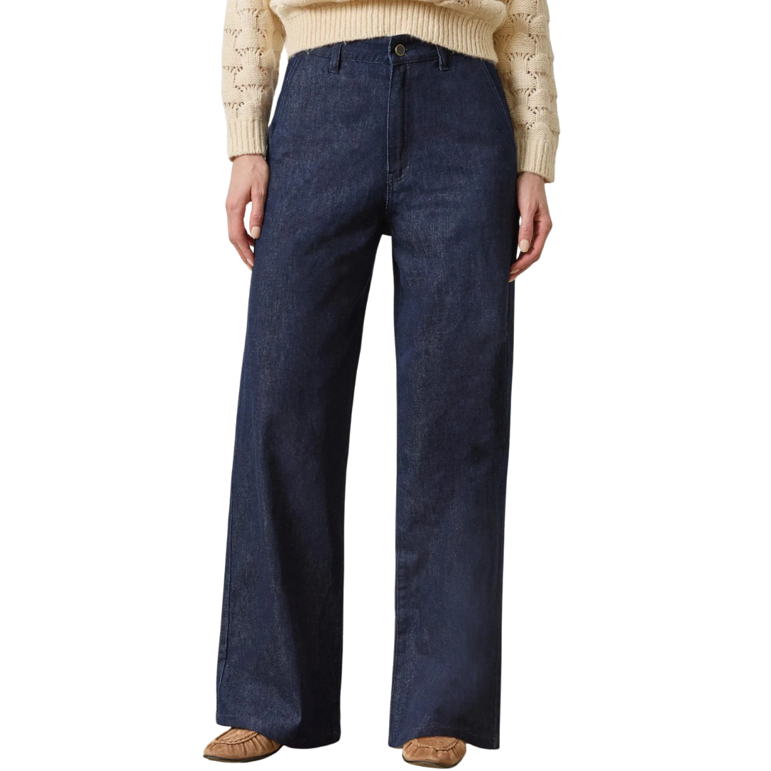 Denim Trouser in Dark Wash Blue