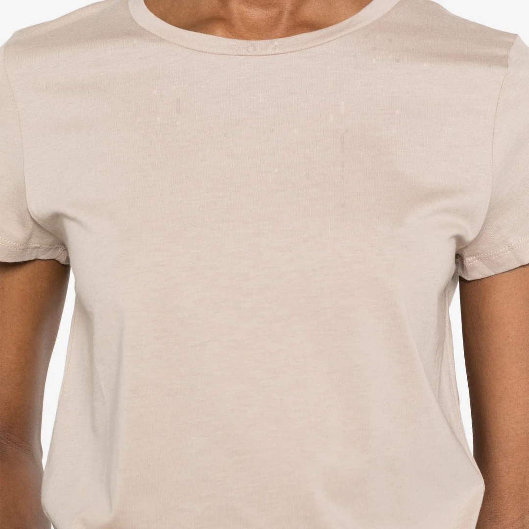 Cotton Silk S/S Crewneck in Desert