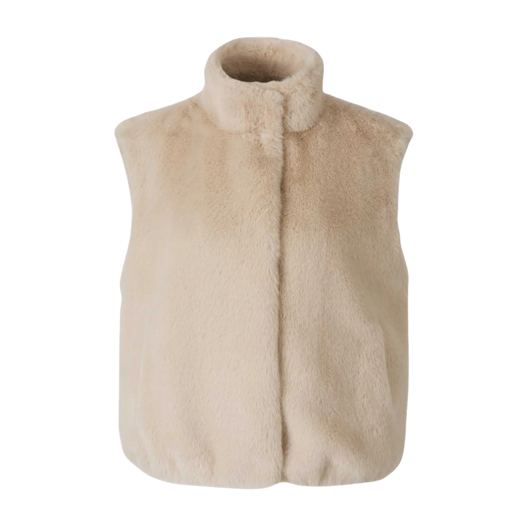 Faux Fur Gilet Vest in Beige