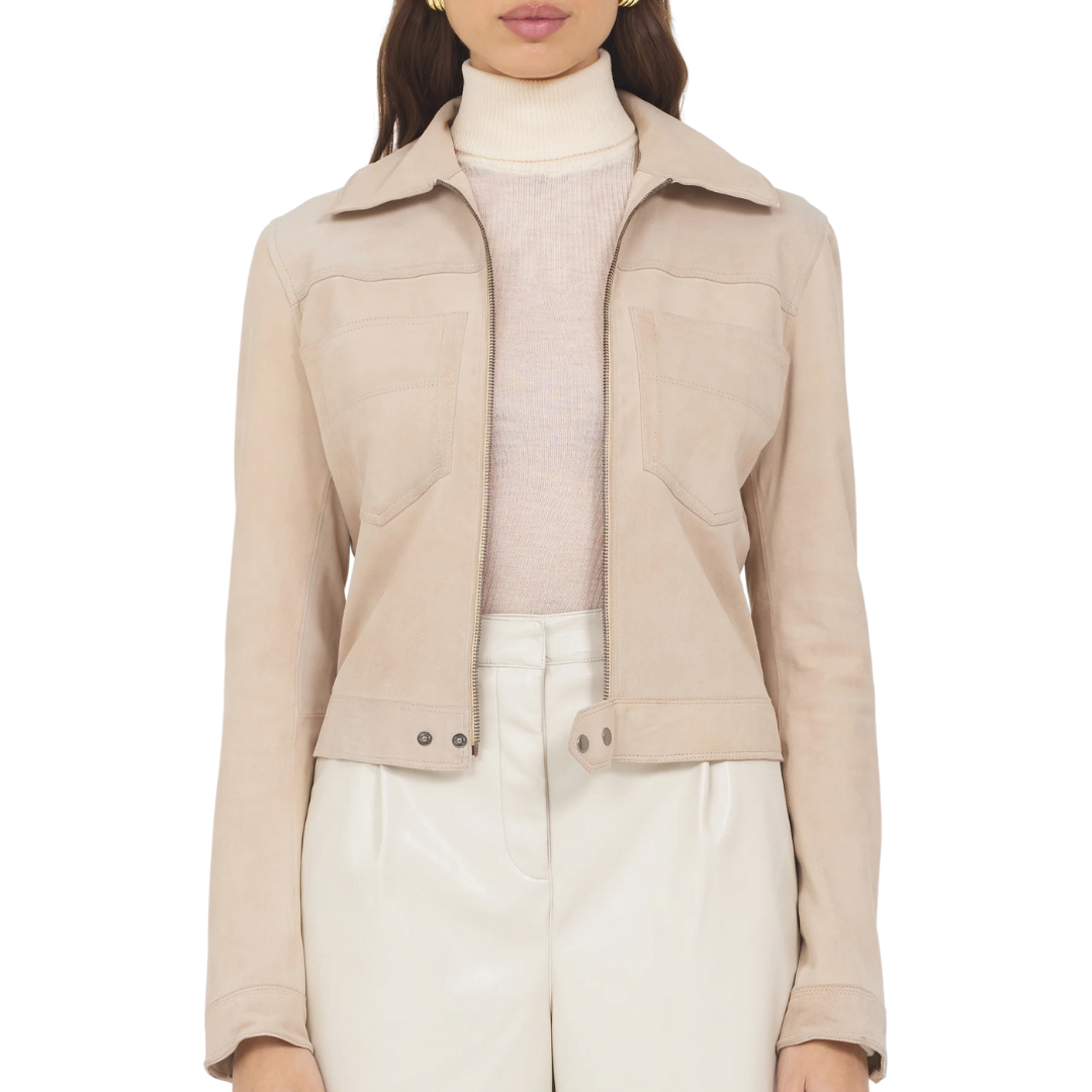 Hayden Waxed Suede Jacket in Driftwood