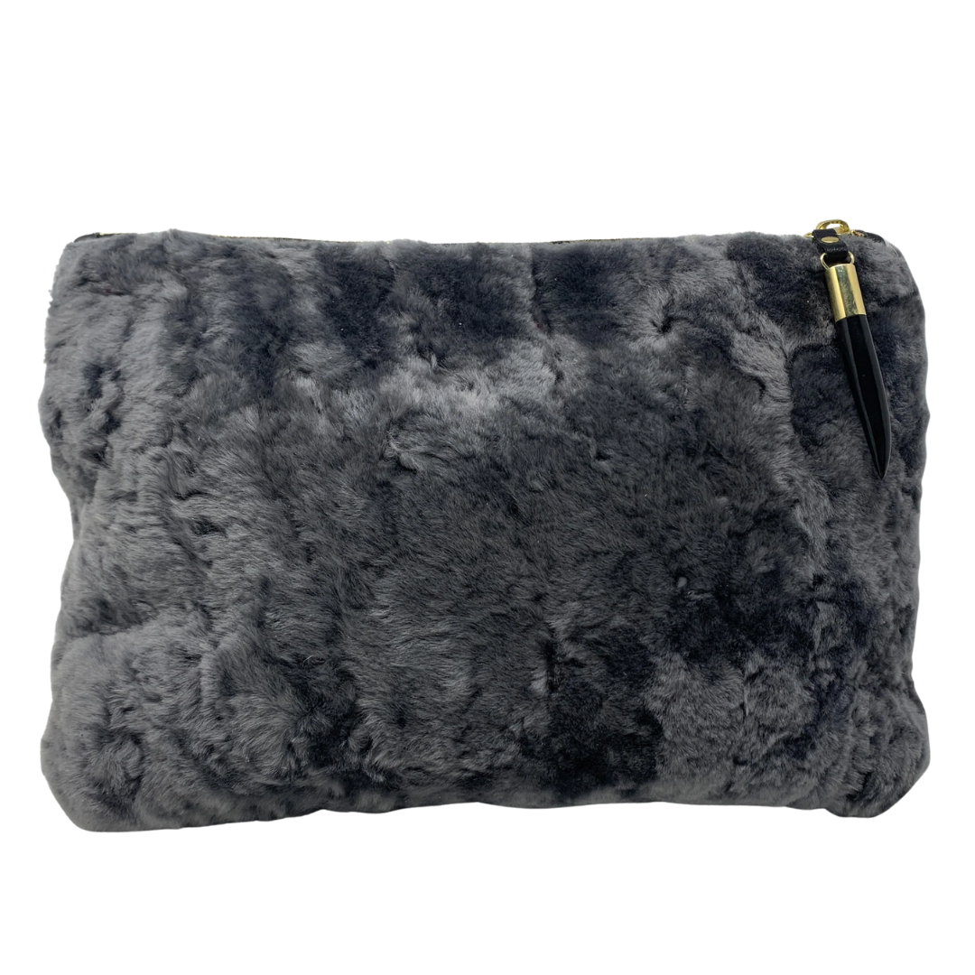 Shearling Clutch in Stone
