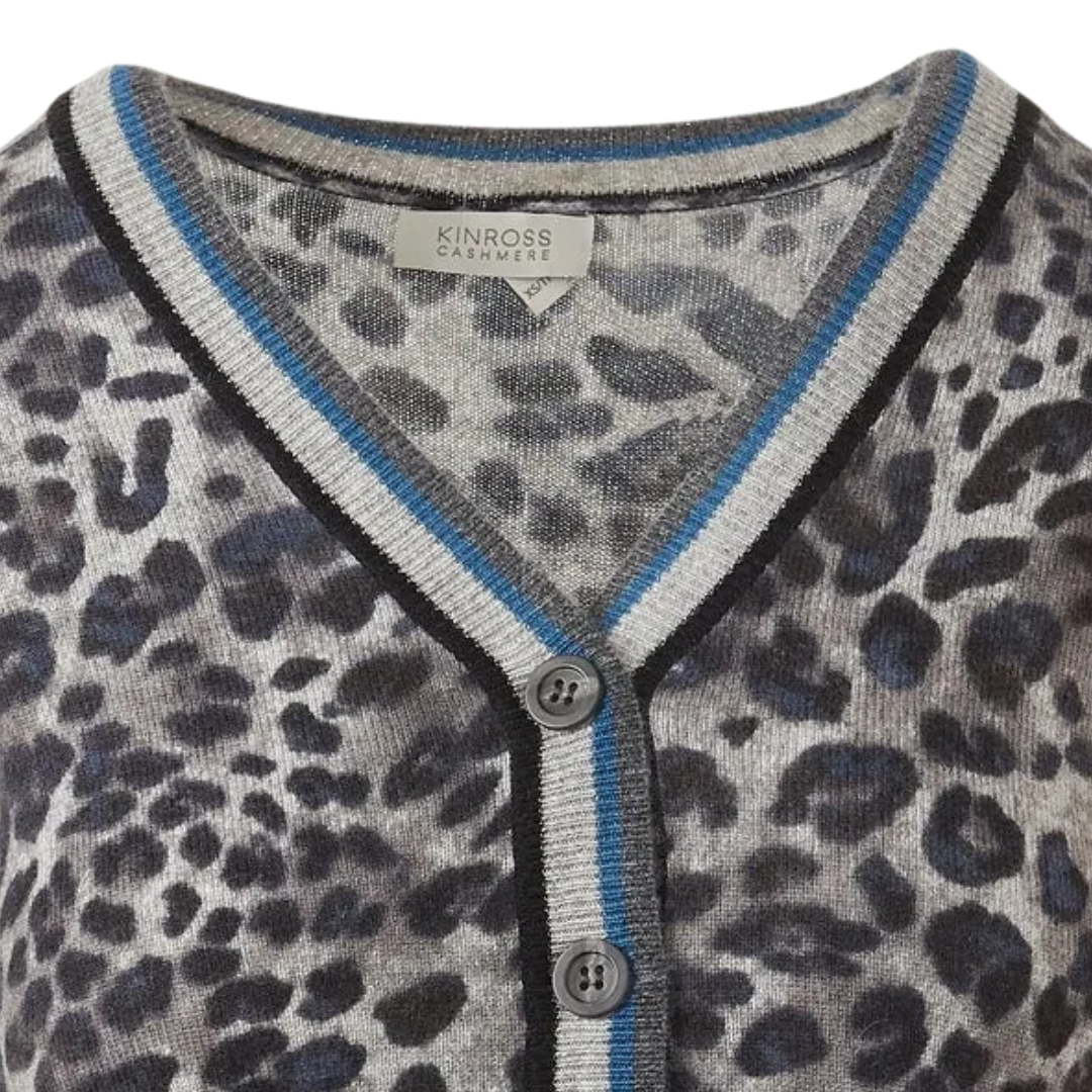 Tipped Leopard Cardigan in Sterling Multi