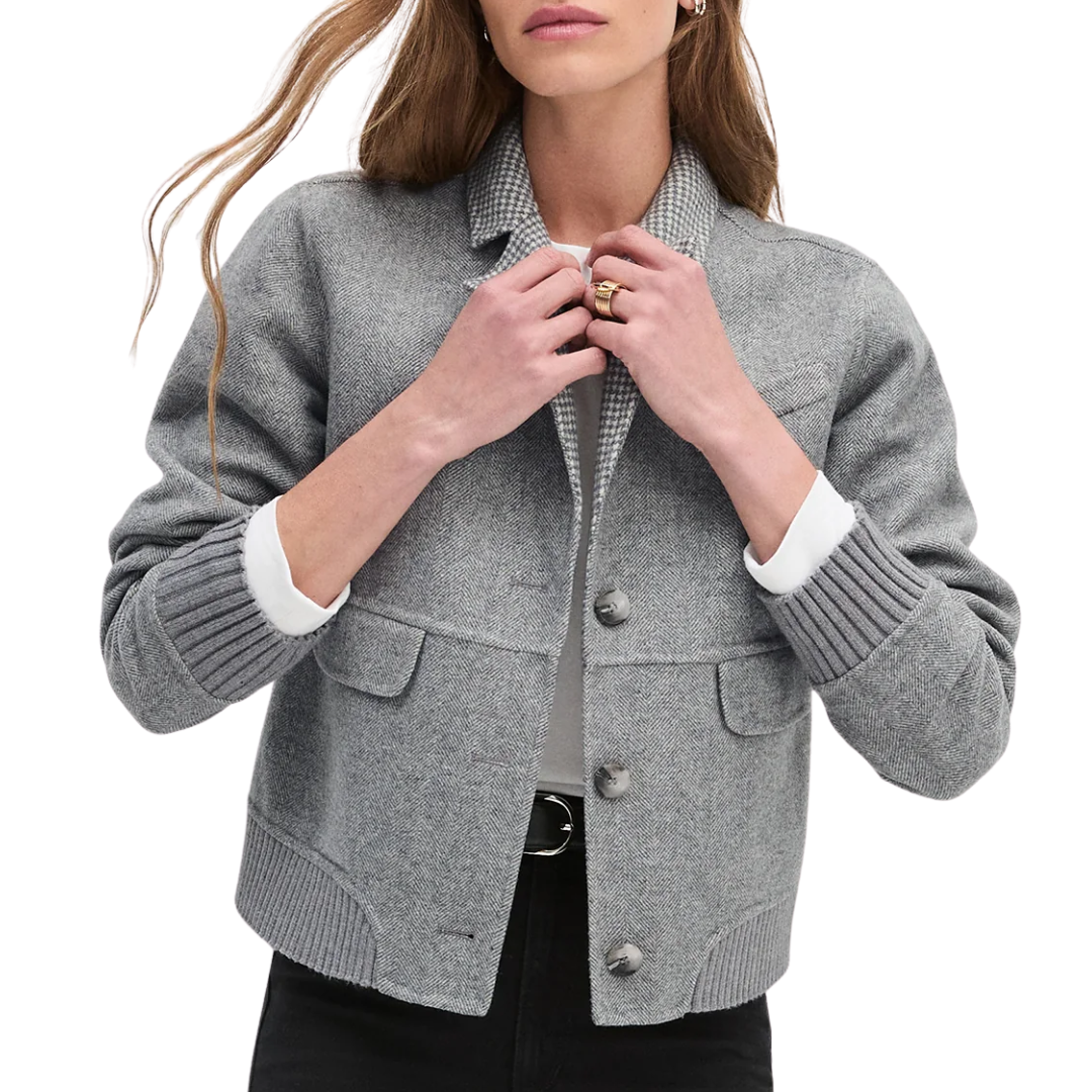 City Bomber in Grey Houndstooth