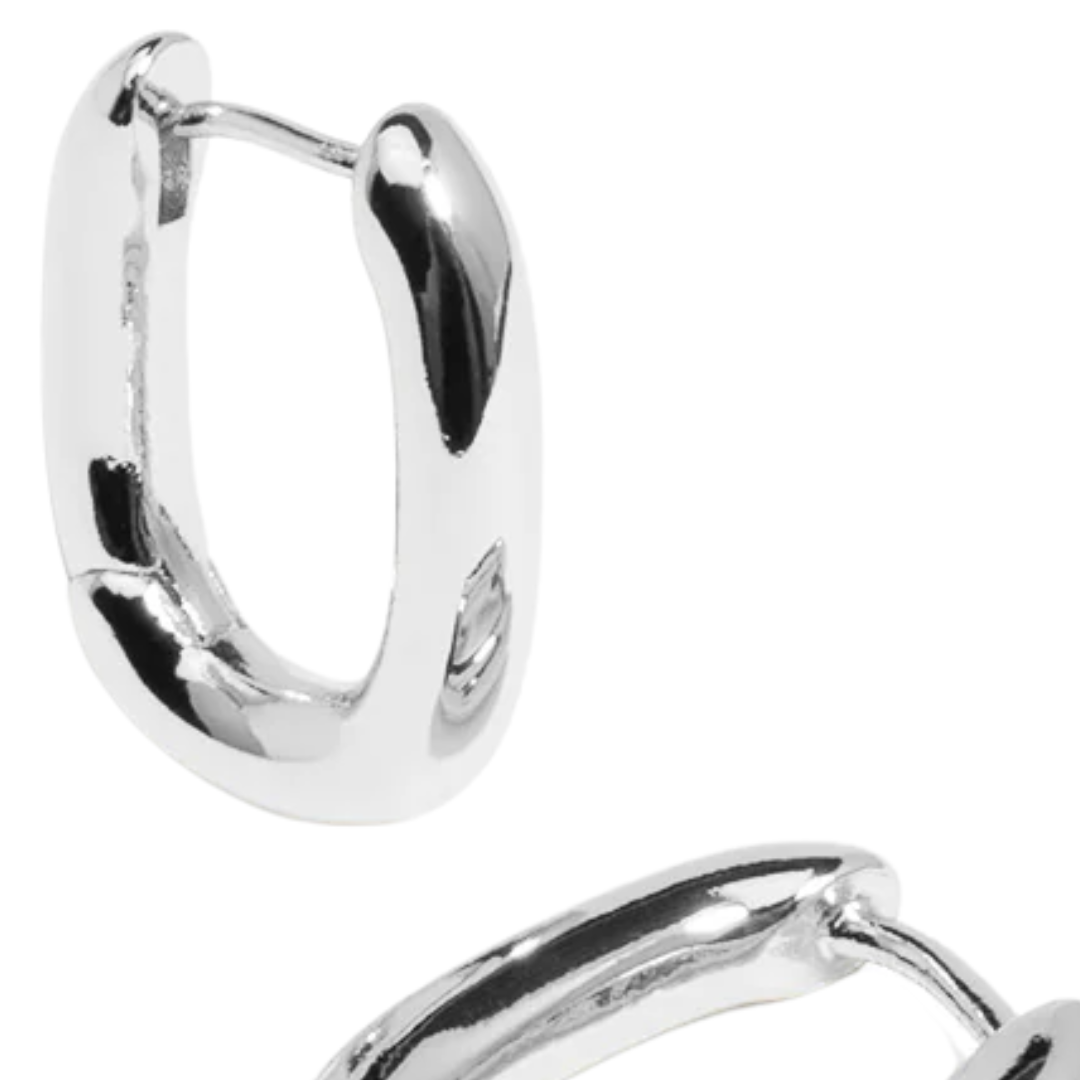 Small Chunky U Shape Huggie in Silver