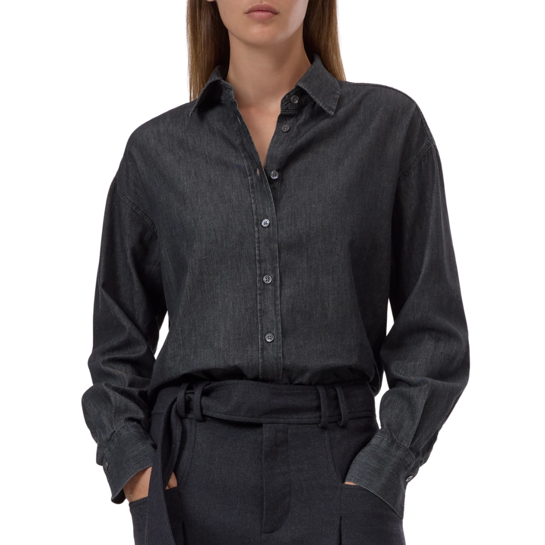 Denim Blouse in Mid Grey