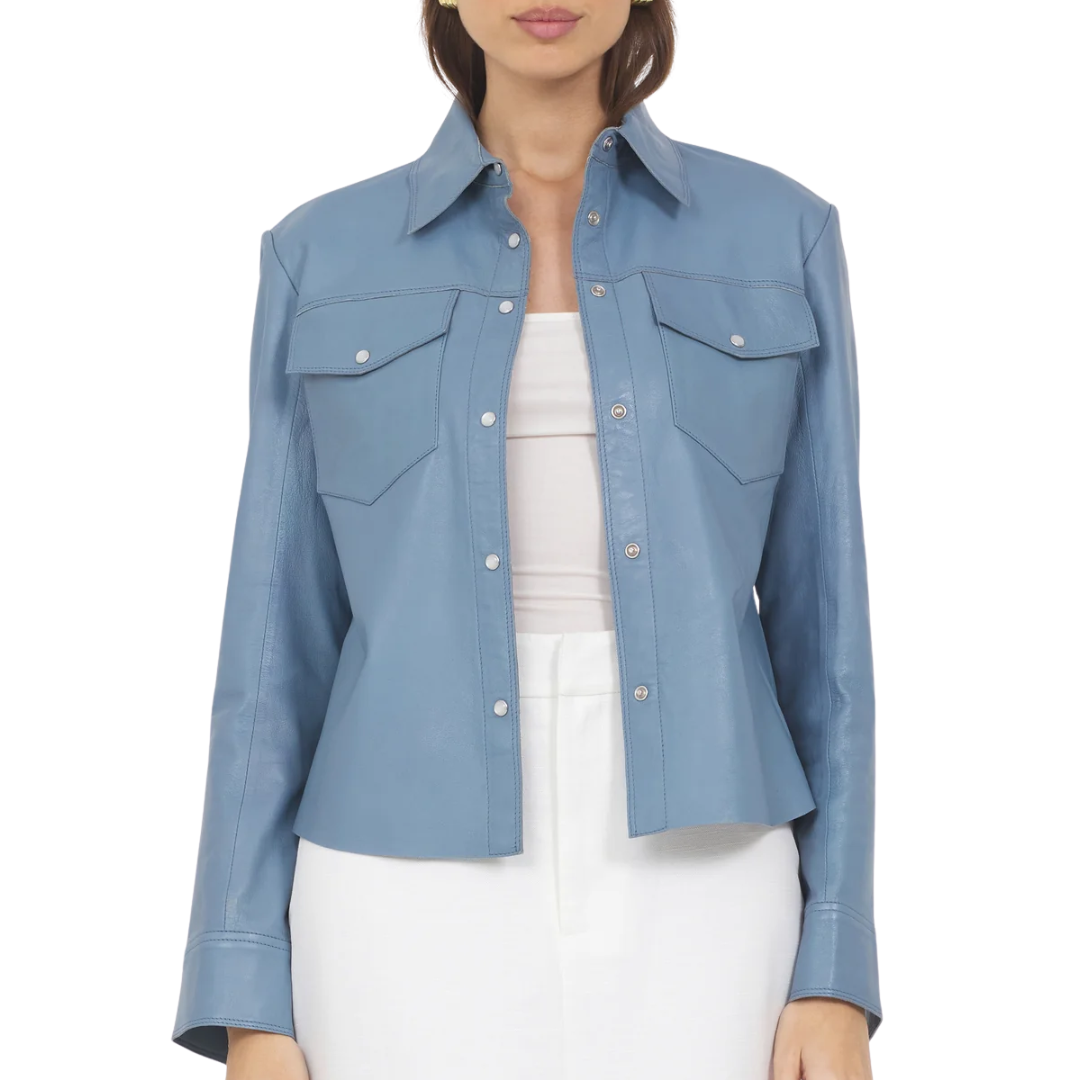 Rowan Vintage Leather Jacket in Ocean
