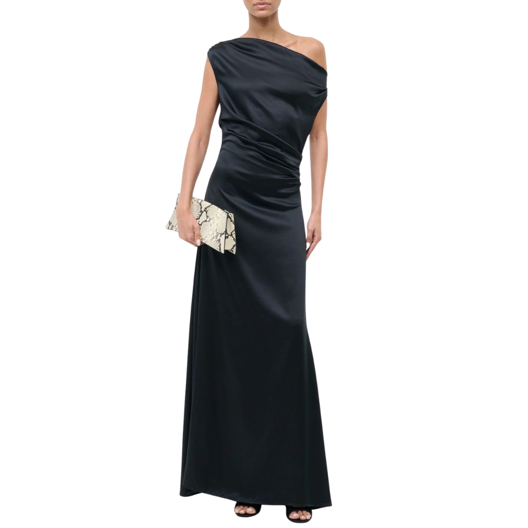 Maxi Phare Silk Dress in Black