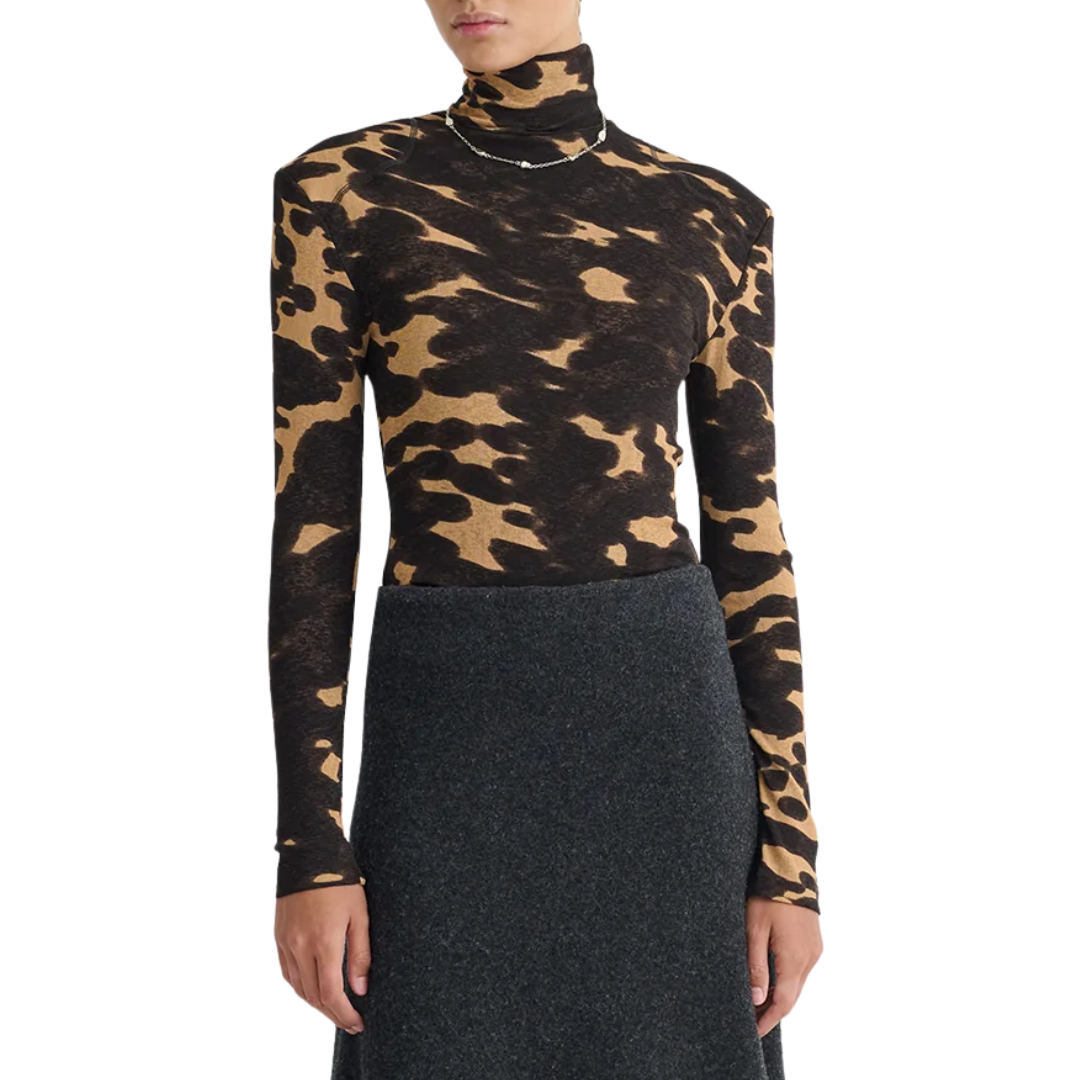 Nayeli Turtleneck Top in Midnight Mocha Apricot