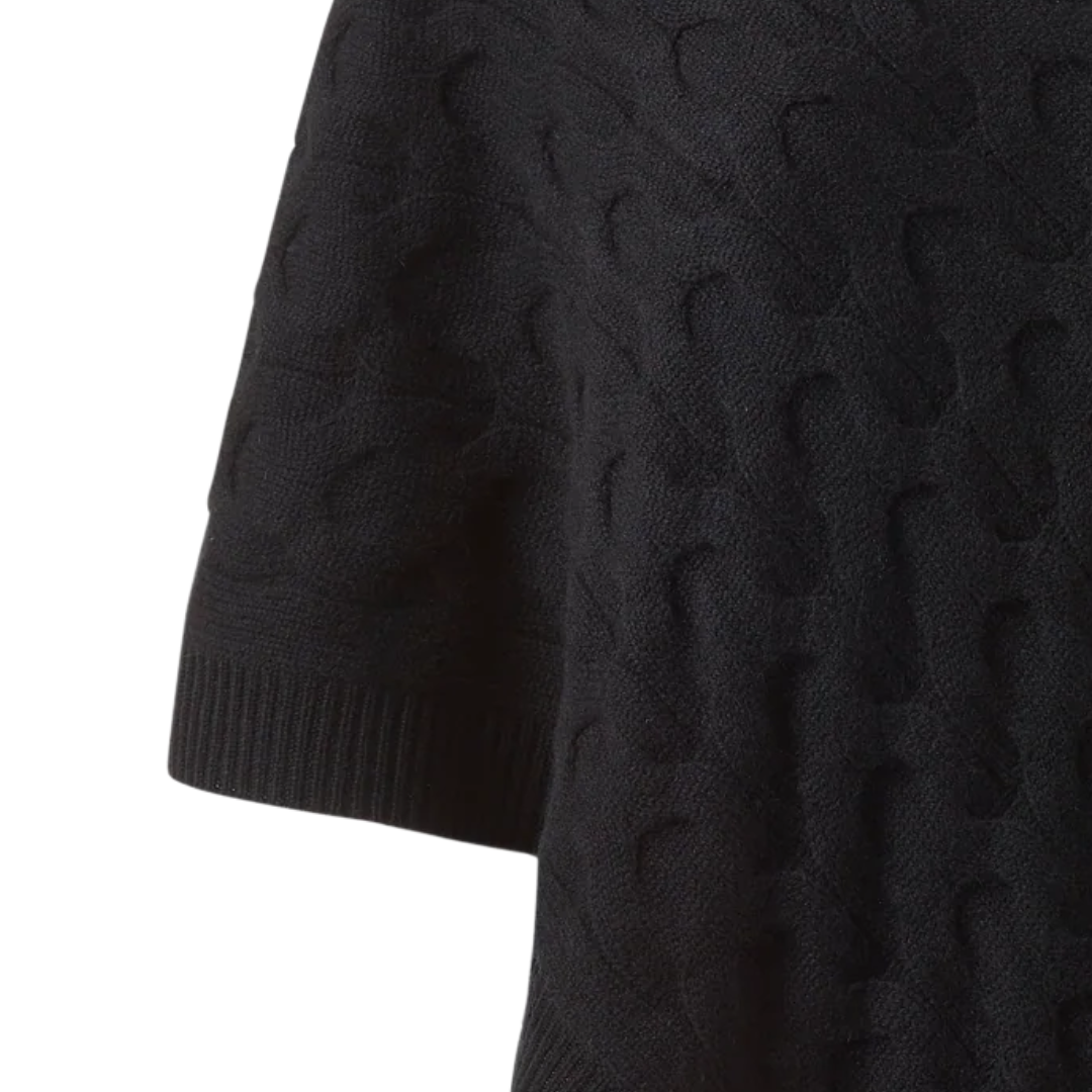 Luxe Cable Poncho in Black