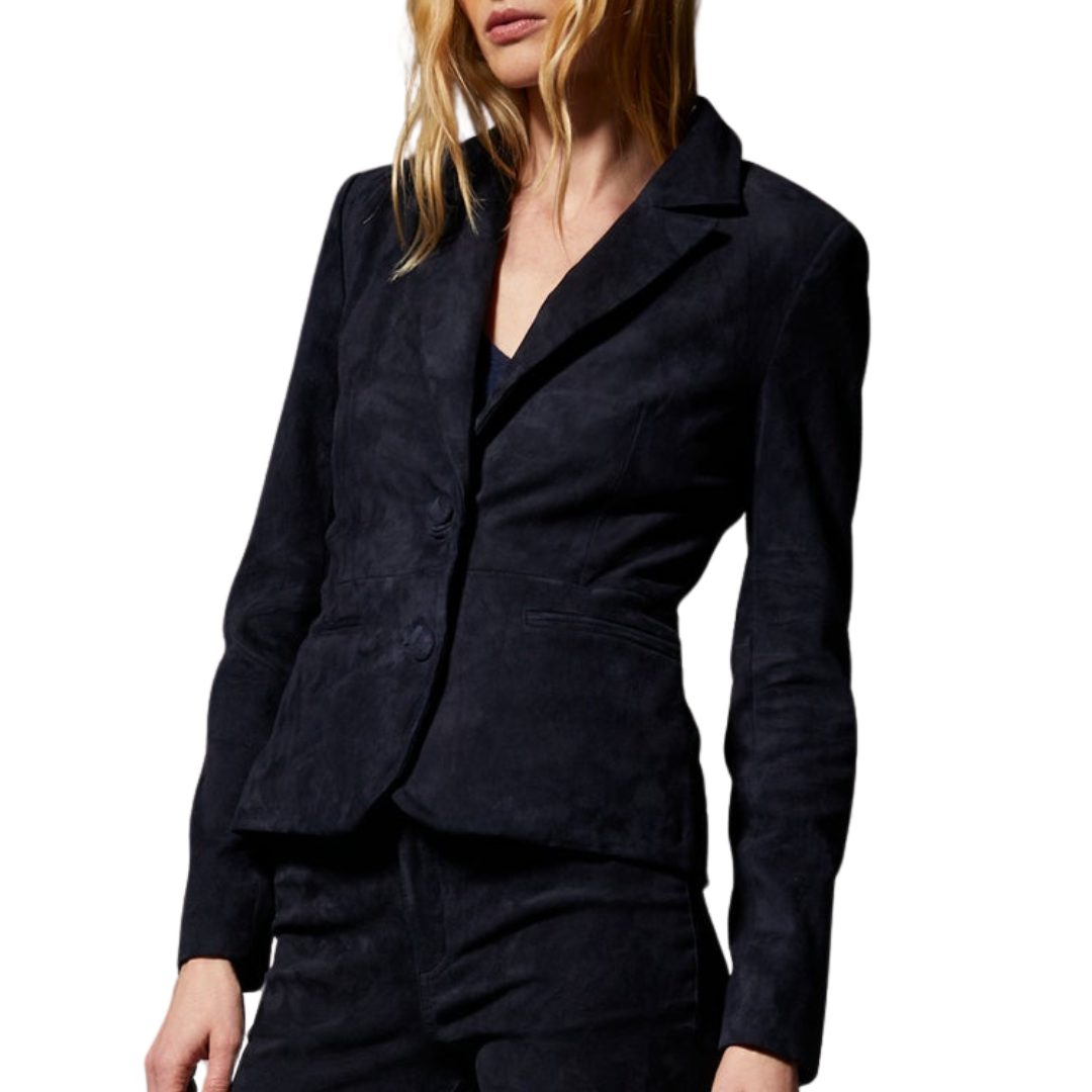 Claire Suede Blazer in Marine