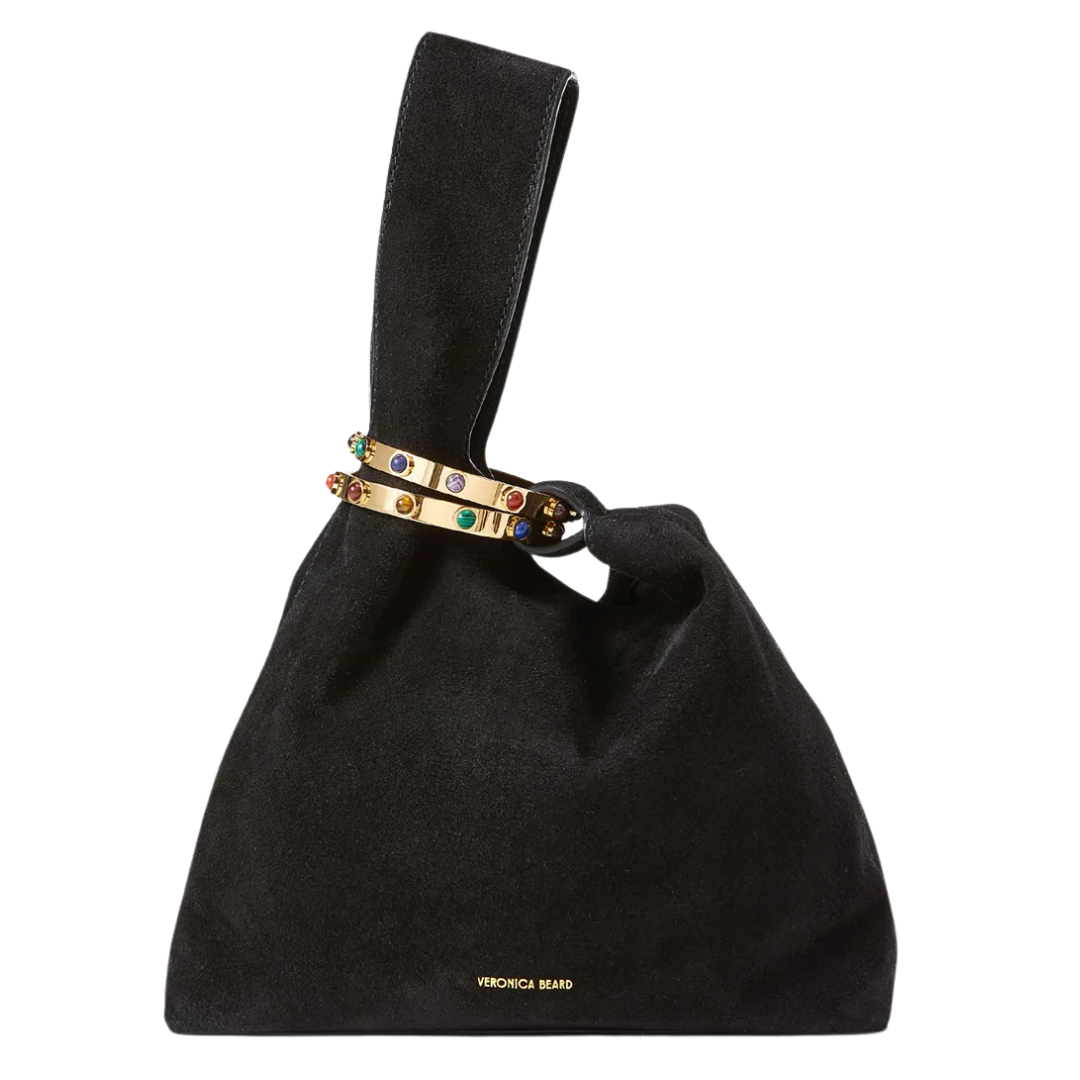 Suede Swing Clutch in Black