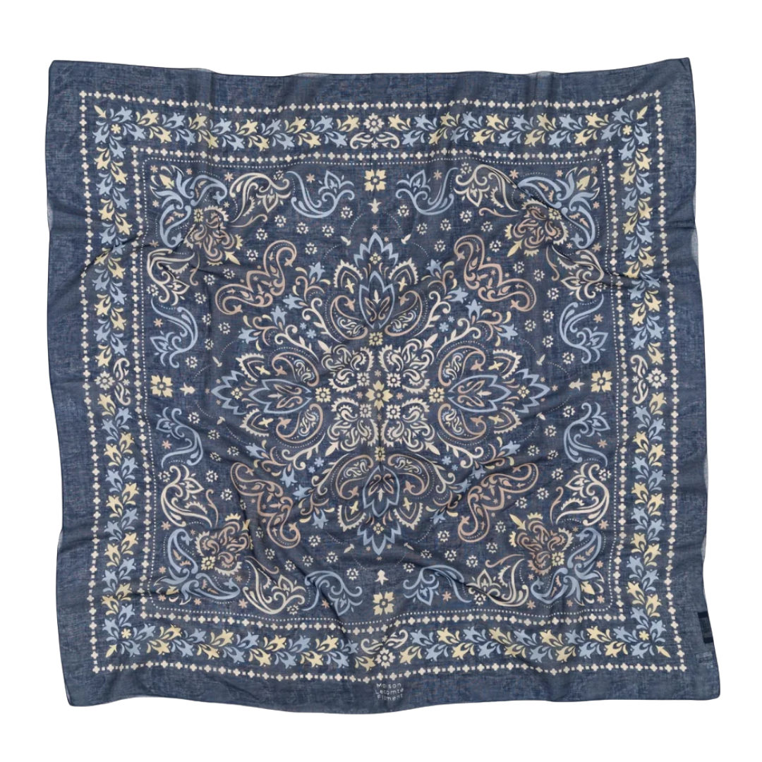 Cotton Bandana Scarf in Blue