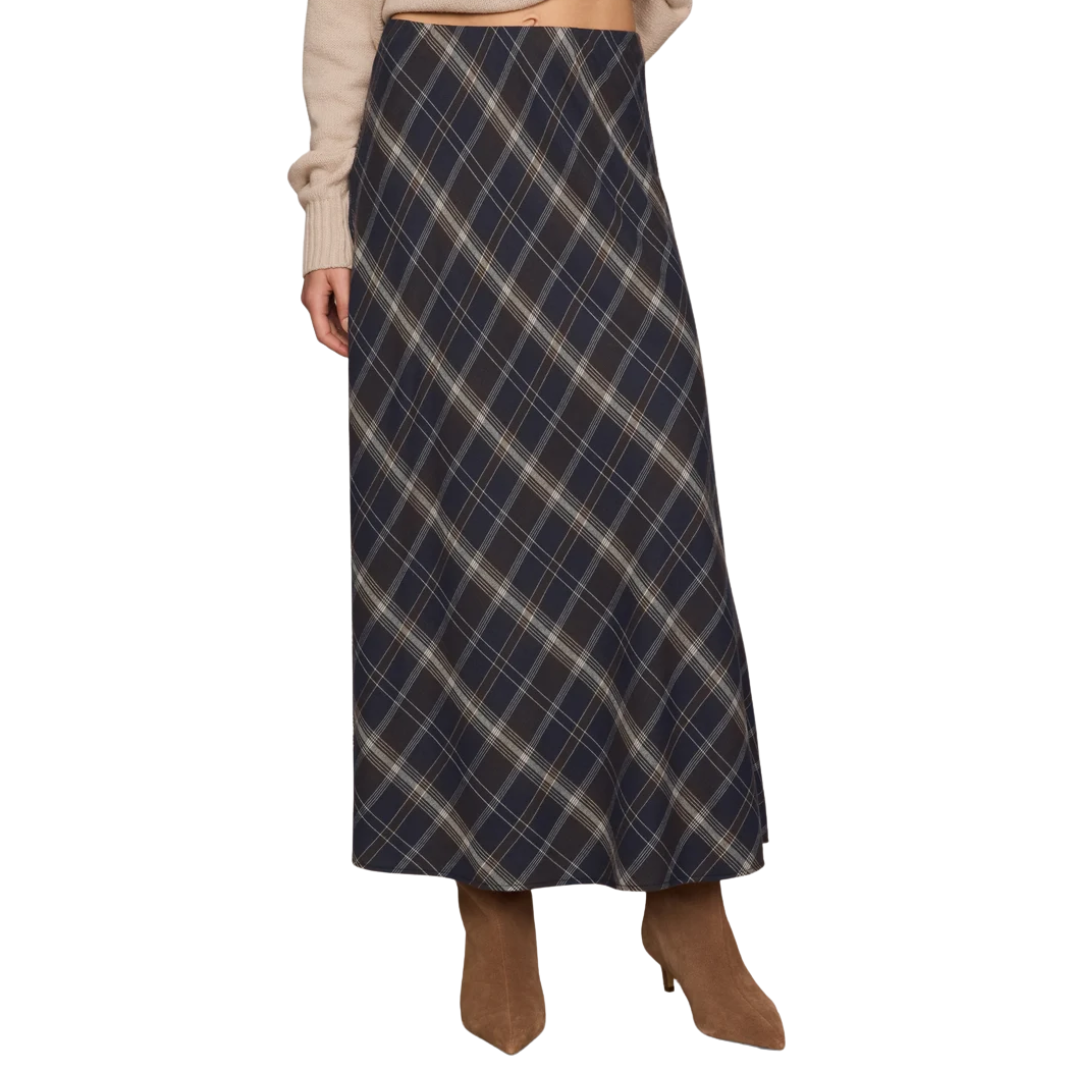 Crestview Plaid Maxi Skirt in Eclipse