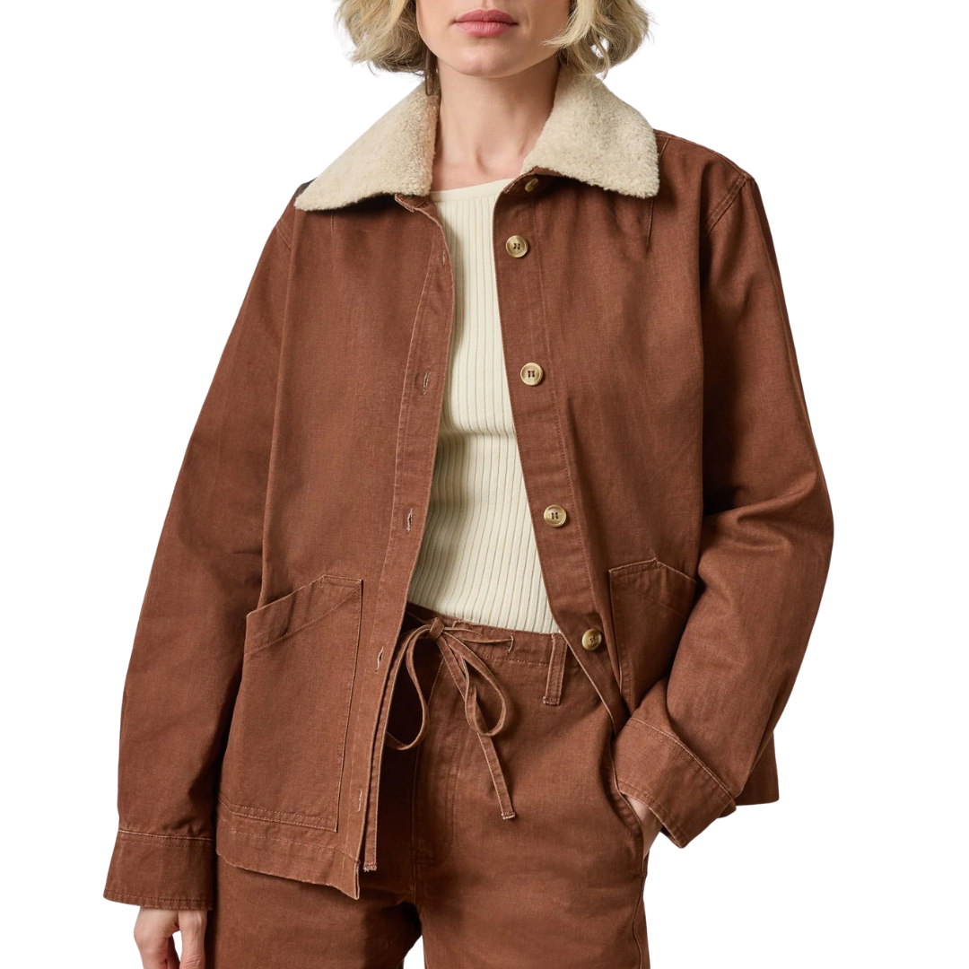 Washed Twill Pleat Back Jacket in Chestnut