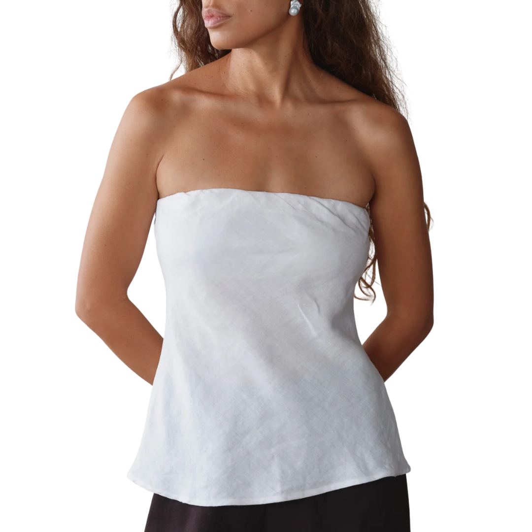 The Linen Tube Top in Powder