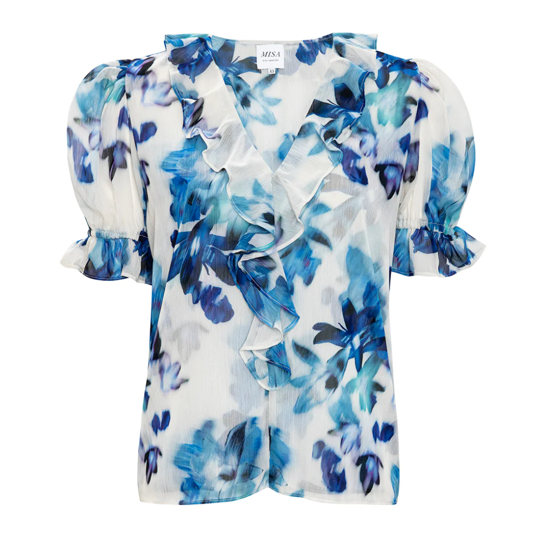 Connie Top in Blurred Bouquet Chiffon