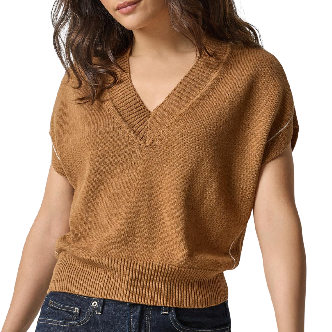 V-Neck Wedge Sweater in Cork