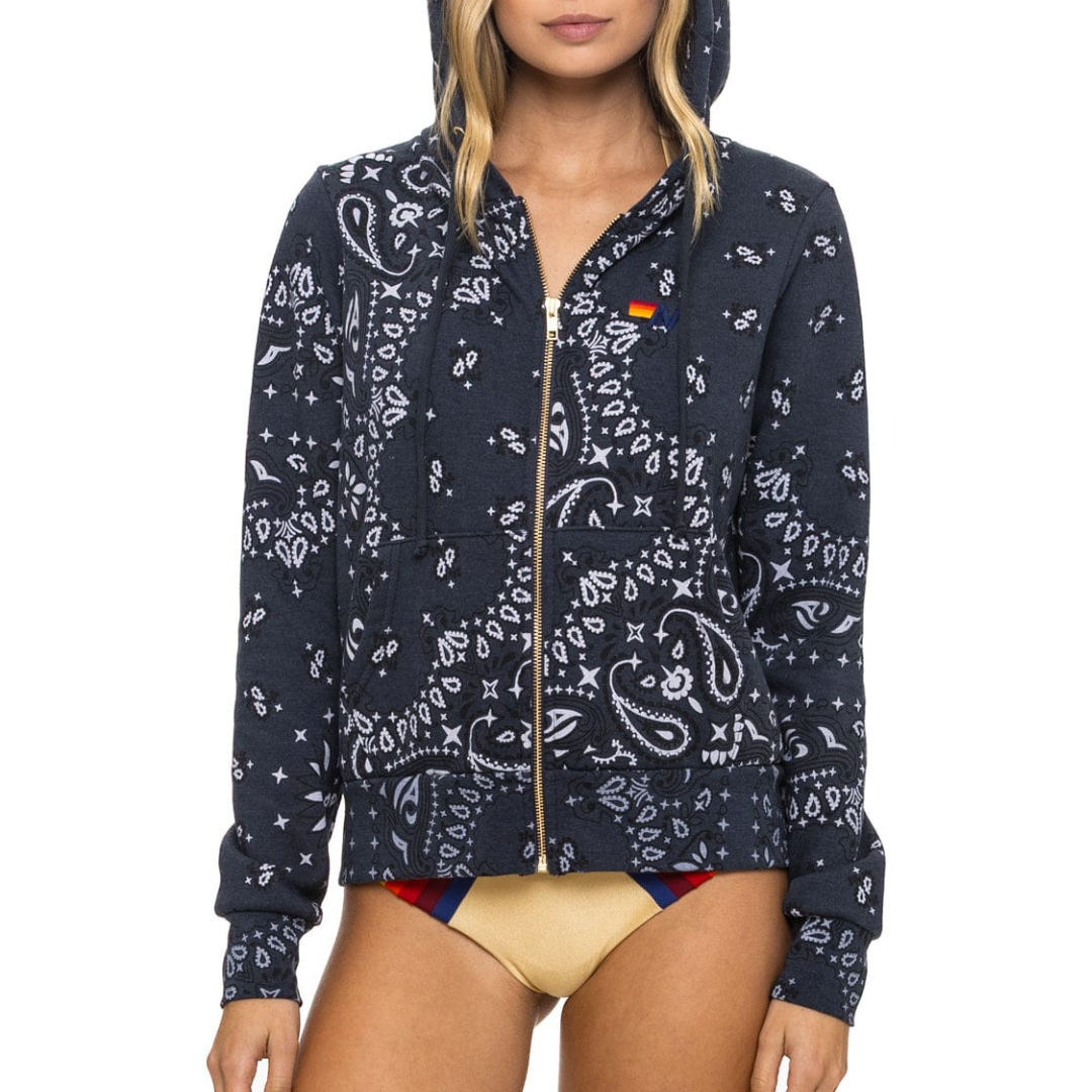 Bandana Zip Hoodie in Charcoal