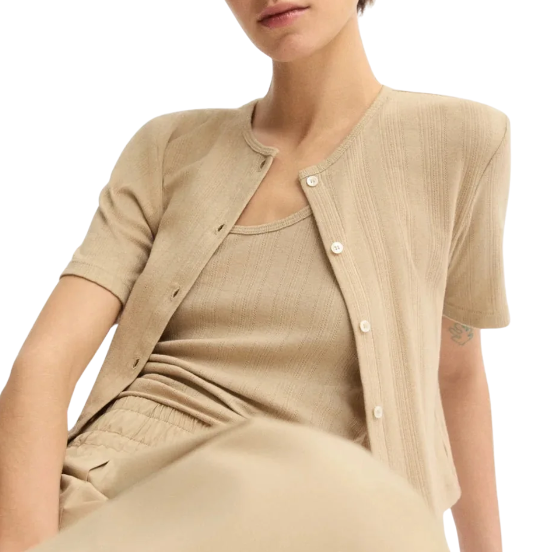 Marion Short Sleeve Cardigan in Khaki