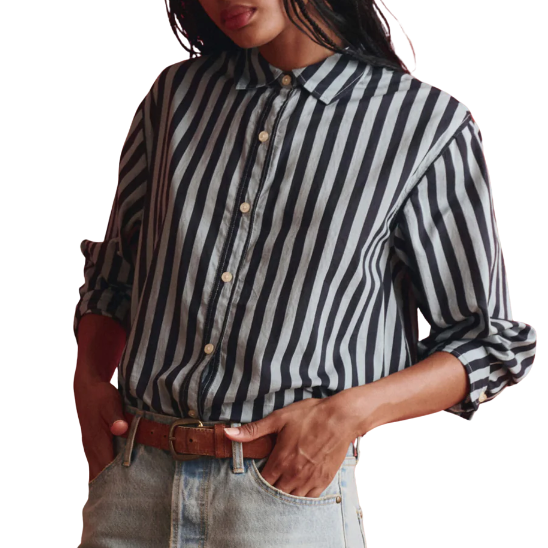 The Daily Button Up in Blue Club Stripe