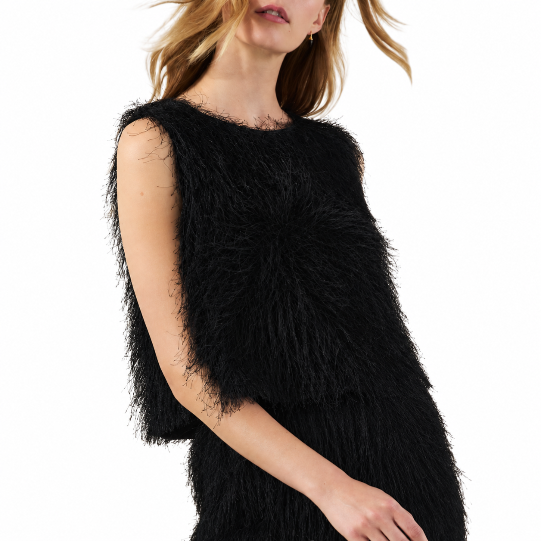 Melanie Tassel Sleeveless Top in Black