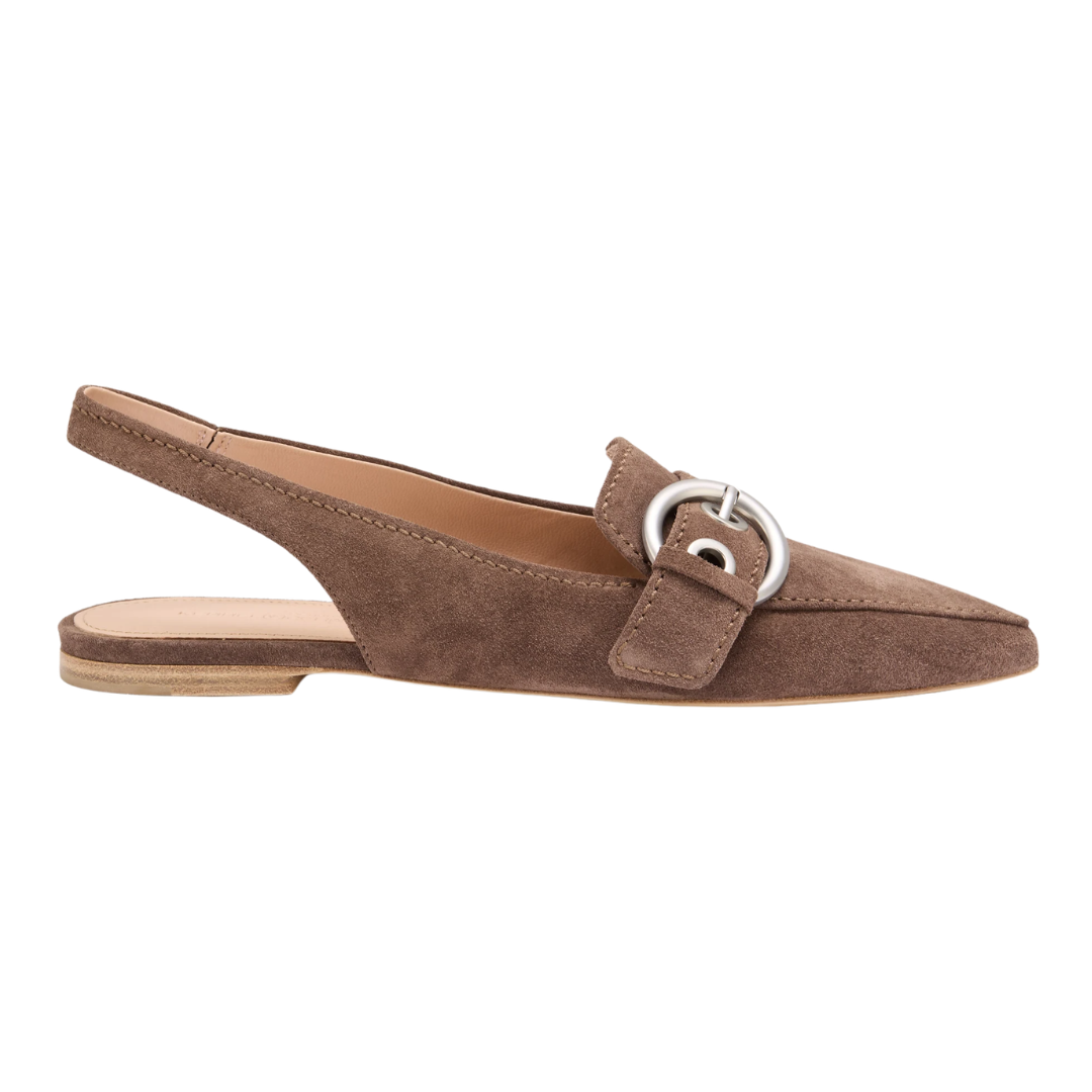 Greta Suede Flat in Coco/Silver