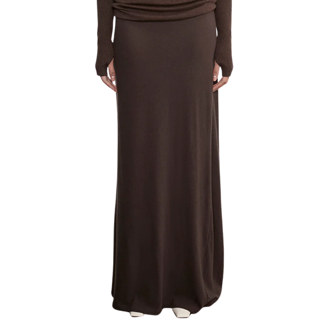 Cashmere Bias Skirt in Dark Brown